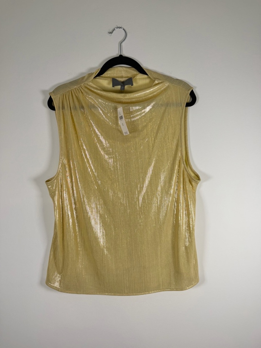 Sunday in Brooklyn Metallic Sleeveless Shell Top in Pale Gold